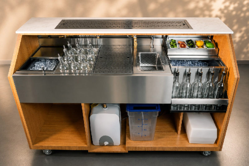 Oak & Brass Mobile Bar